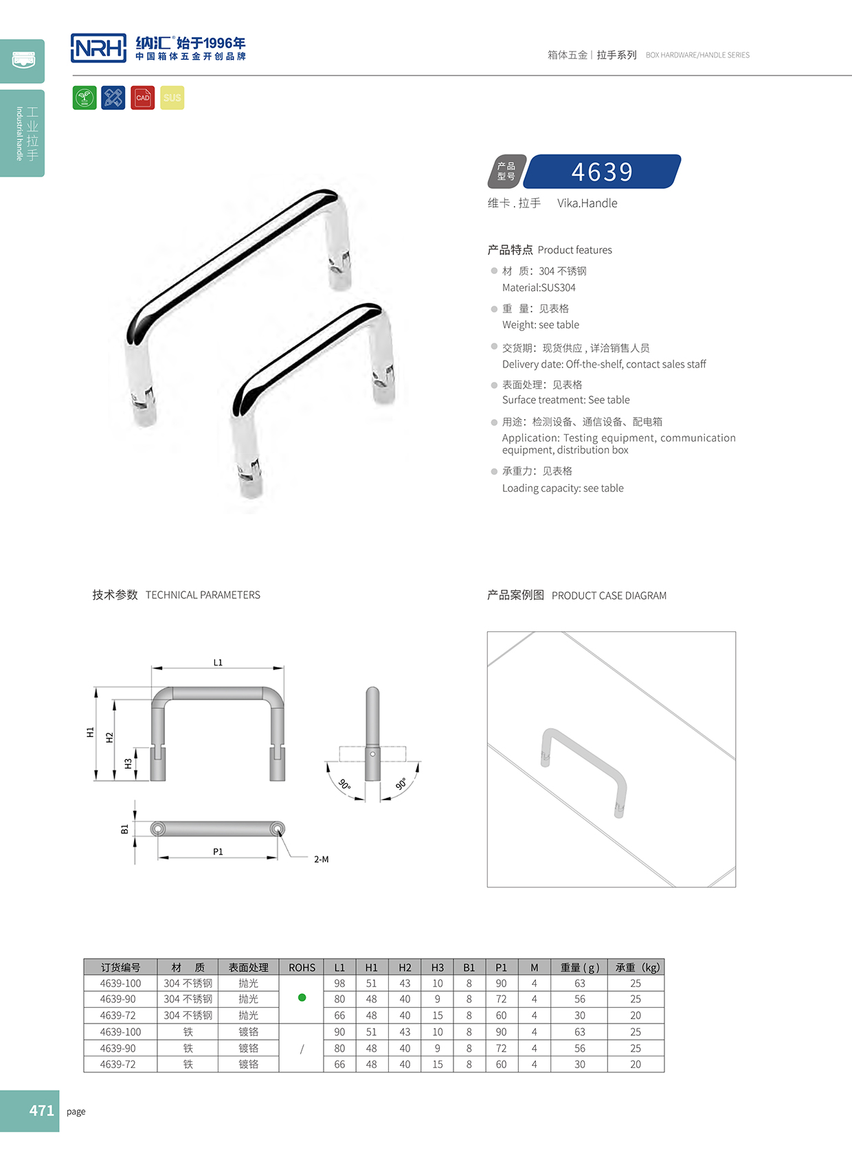 納匯/NRH 4639-60 化妝箱拉手